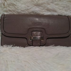 New Authentic Taylor Gray Coach Trifold Long Wallet Pocket Check Book